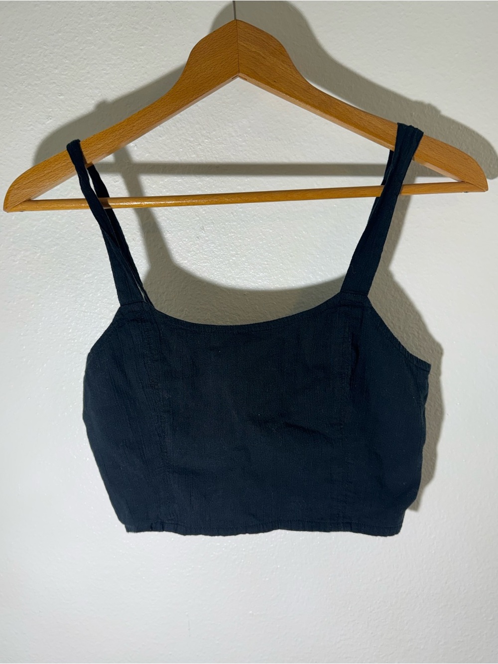 aerie Black Cropped Square-Neck Tank
